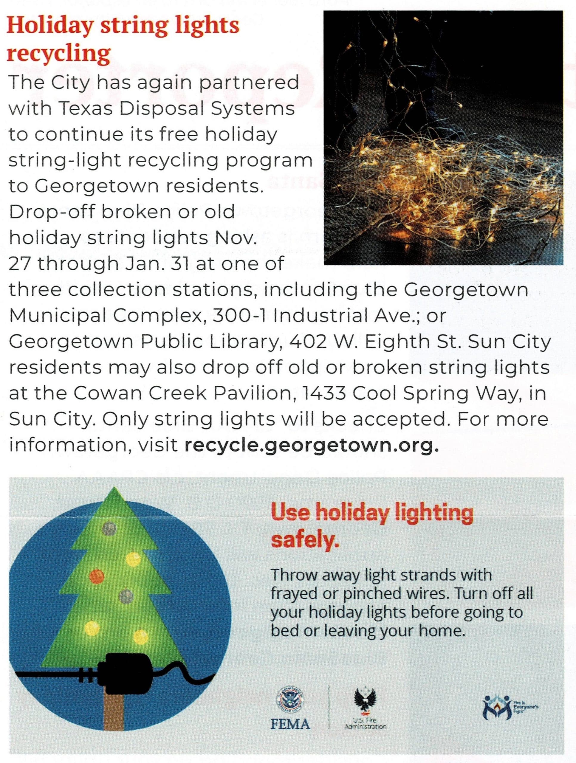 Christmas Tree Light Safety SouthWest Bell County Volunteer Fire